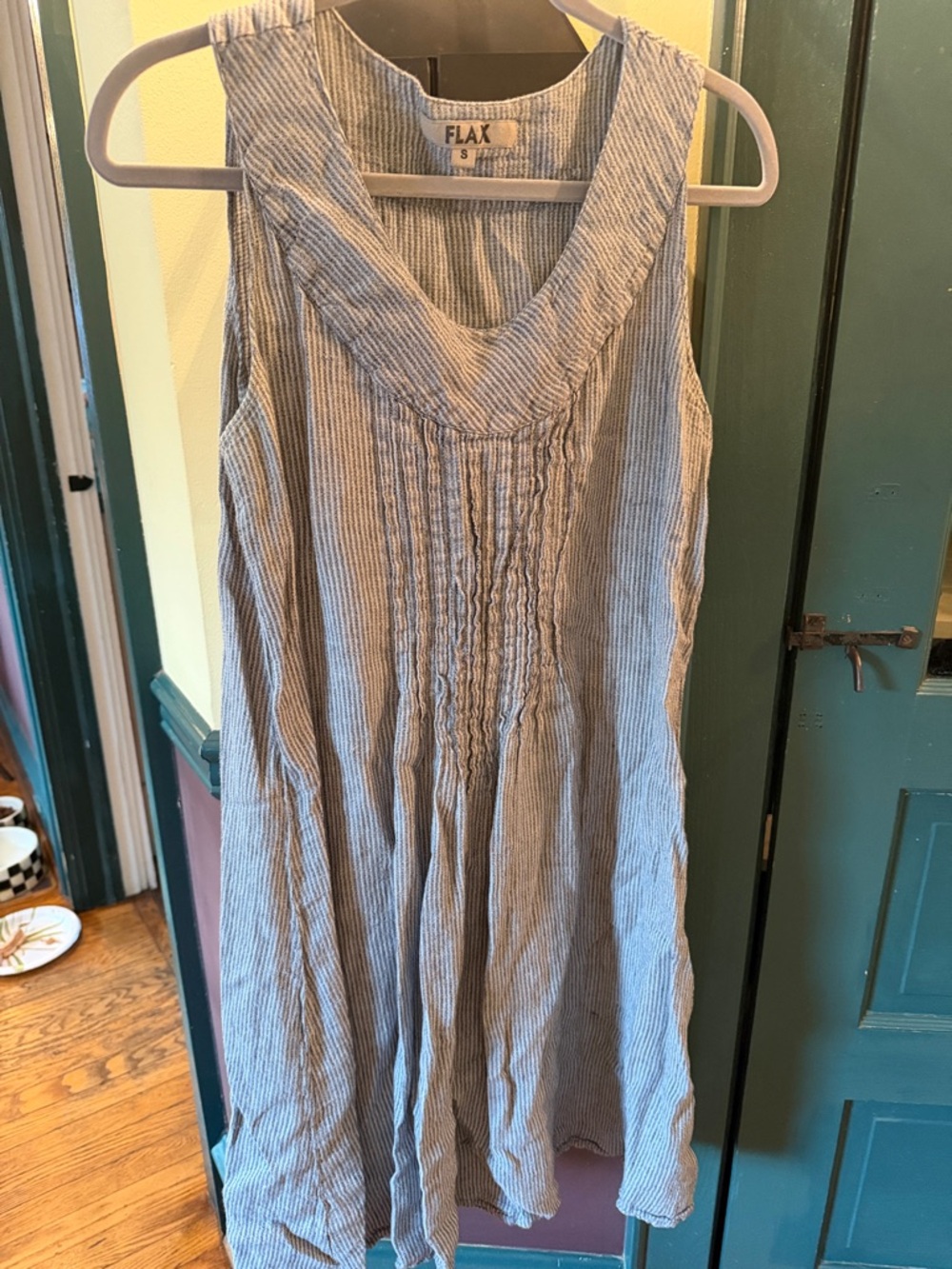 Flax Grey and White Striped Linen Tunic Dress